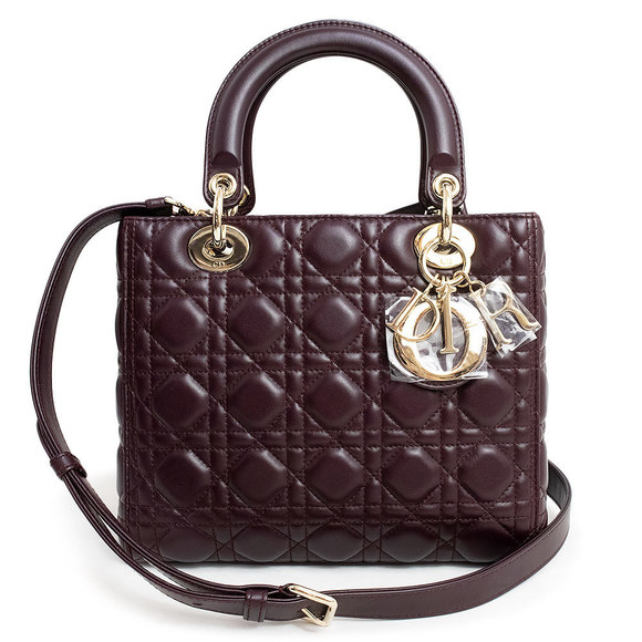 Christian Dior Lady Medium Cannage Crossbody Lambskin Leather Purple Pale - Picture 1 of 14